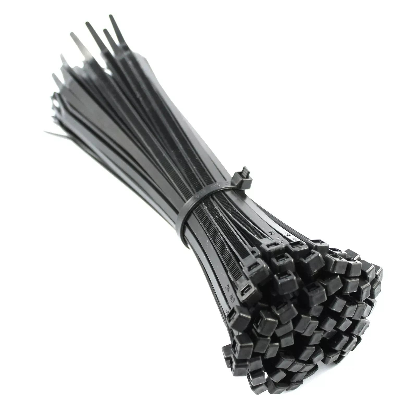 300mm x 4.8mm BLACK NYLON CABLE ZIP TIES FOR FASTENING CABLES & WIRES - DURABLE