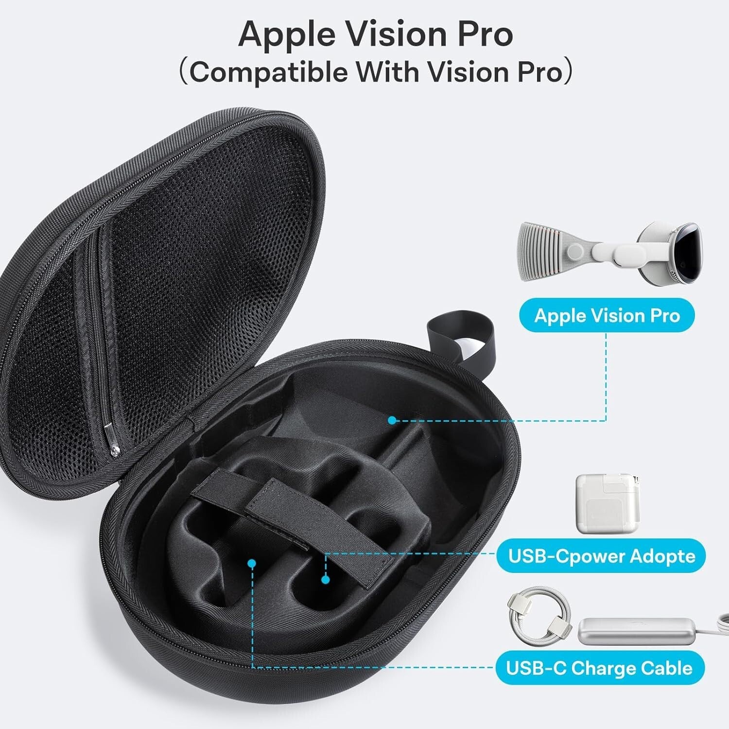 Hard Carrying Case for Apple Vision Pro, Shockproof Travel Bag Portable Storage