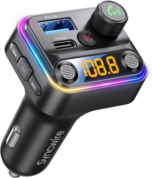 Syncwire Bluetooth 5.3 FM Transmitter for Car, 48W Model: SW-XC725