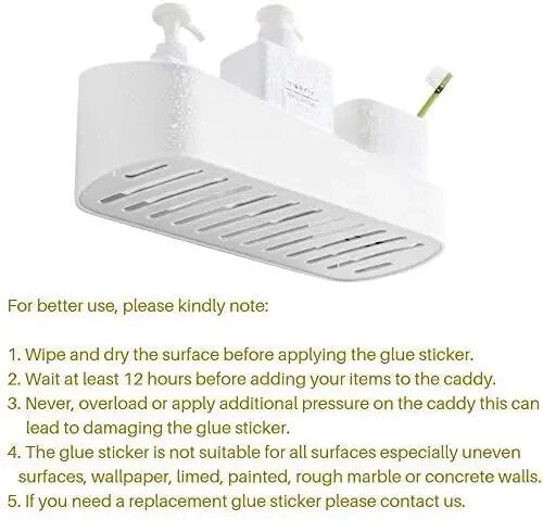SUNFICON Adhesive Shower Caddy Basket Bathroom Shelf Organiser Wall Mounted Rack
