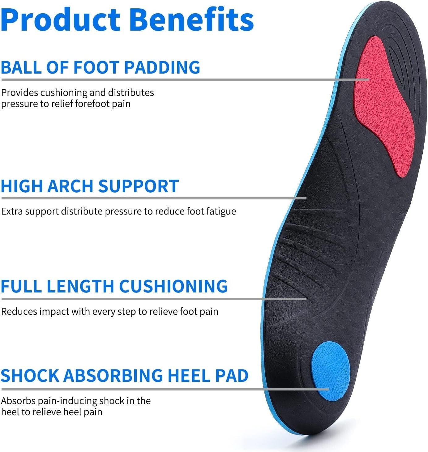 TOPSOLE Orthotic Insoles Plantar Fasciitis Insoles Arch Support Insoles - Size 7