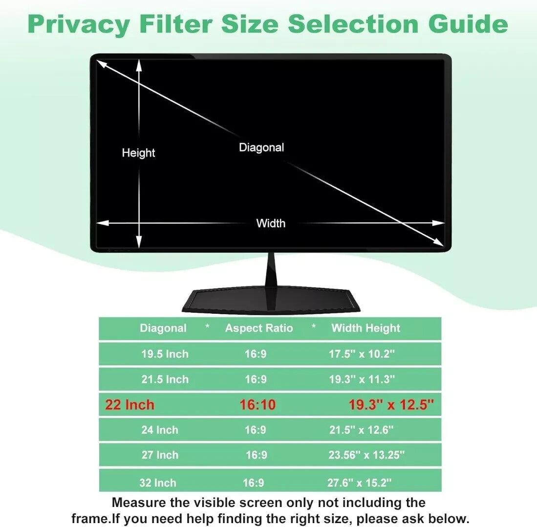 Computer Privacy Screen Filter, HD Computer Screen Protector, 22 Inch