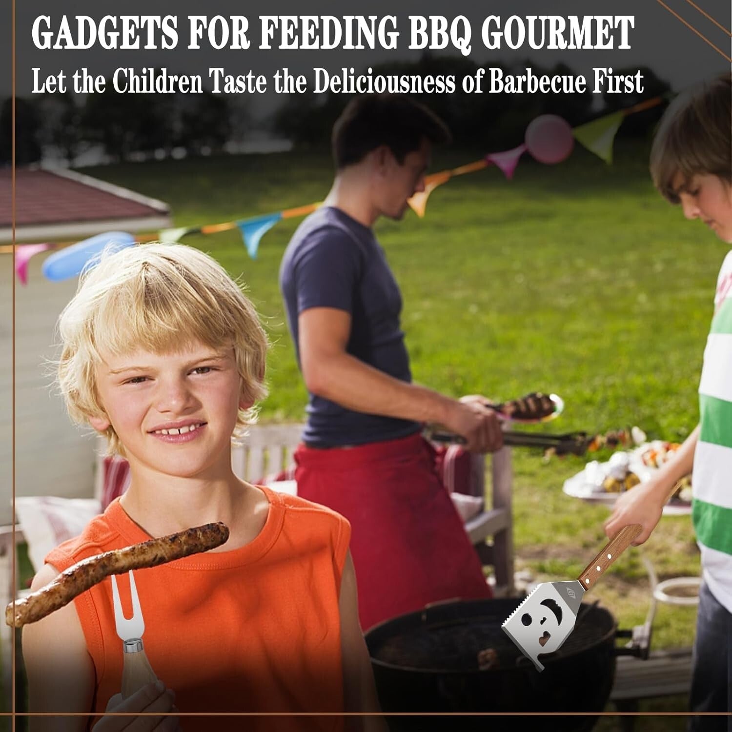 7 in 1 BBQ Spatula for Outdoor Grill, Multifunction BBQ Tool with 4 Mini Forks