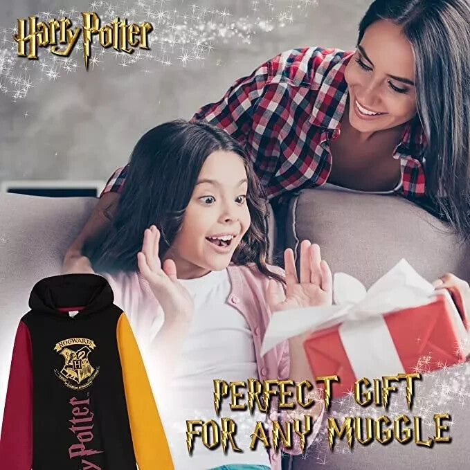 Harry Potter Black Long Hoodie Dress for Girls Age 9-10 Official Merchandise