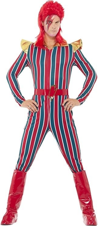 Ziggy Stardust Bowie Jumpsuit Belt Boot Covers Fancy Dress Costume