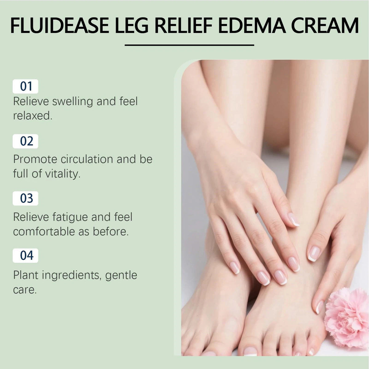 Leg Therapy Edema Cream, Anti Swelling Cream for Legs, Reduce Leg Swelling Natur