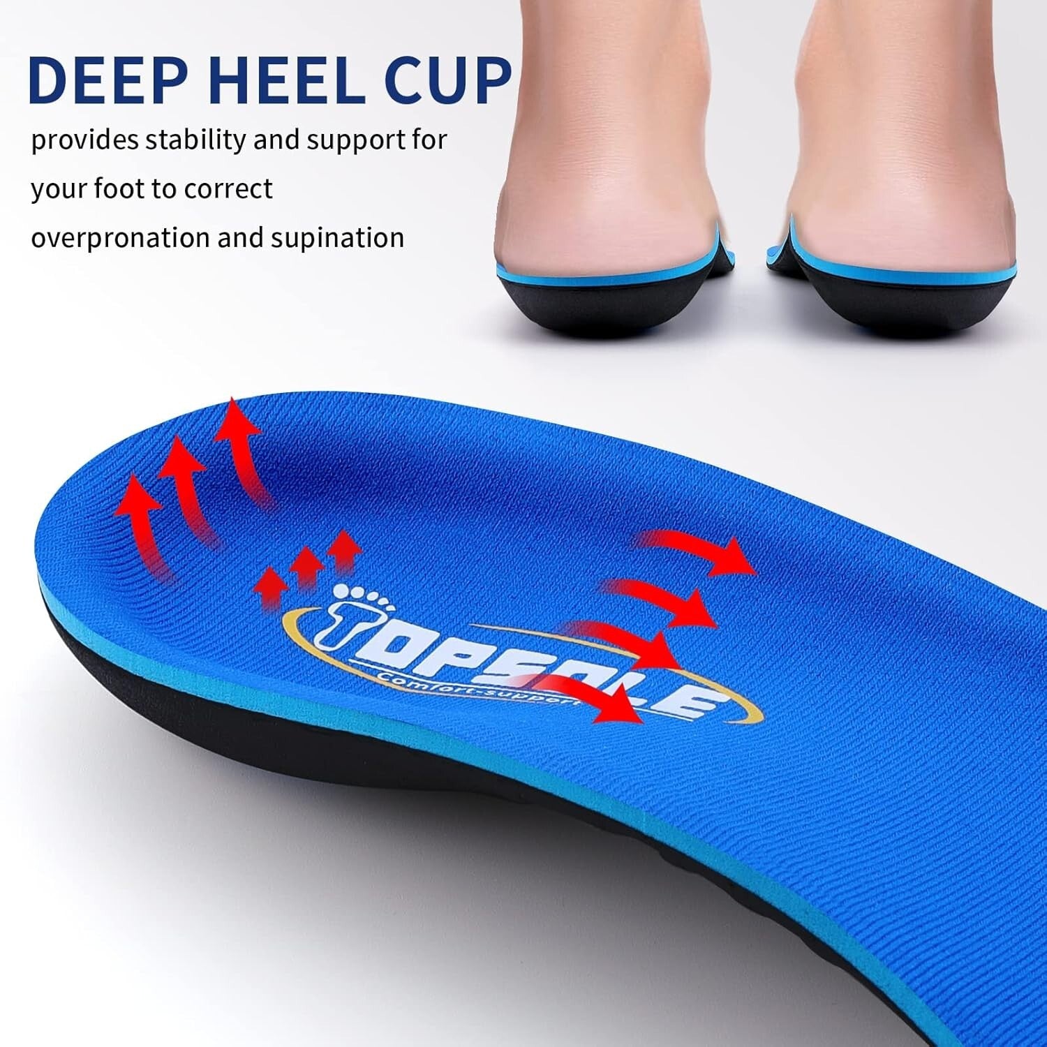 TOPSOLE Orthotic Insoles Plantar Fasciitis Insoles Arch Support Insoles - Size 7