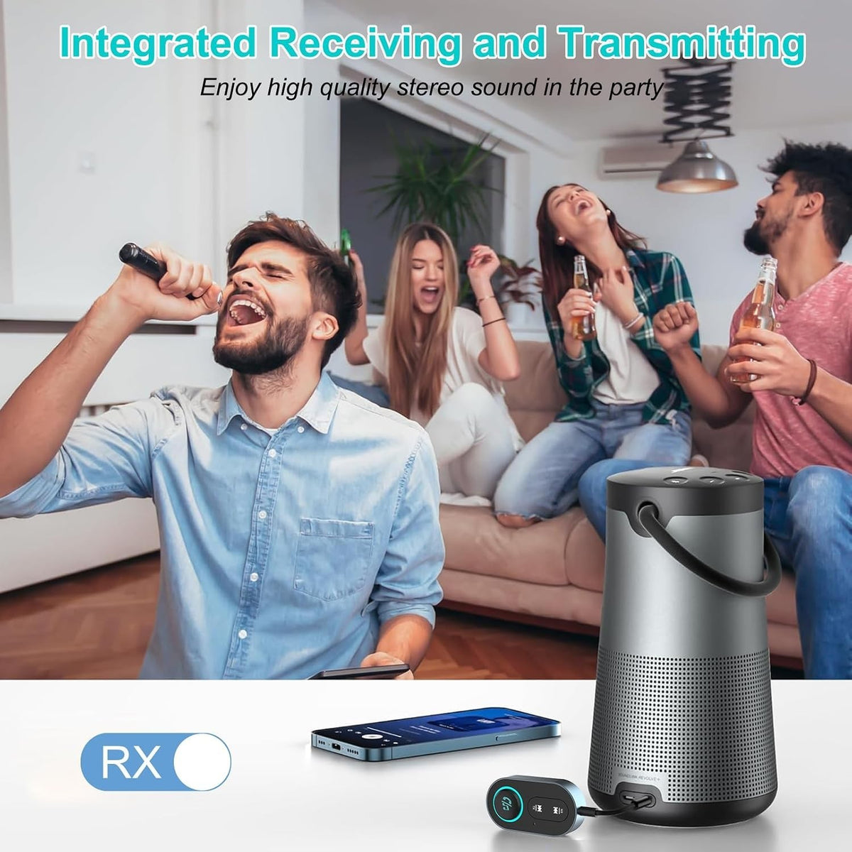 Bluetooth 5.3 Transmitter Receiver, Dual Pairing Wireless Car/Airplane Bluetooth