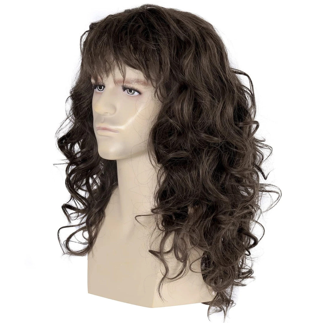80/90S Wig For Eddie Munson Cosplay Heavy Punk Rocker Brown H7 Curly Long