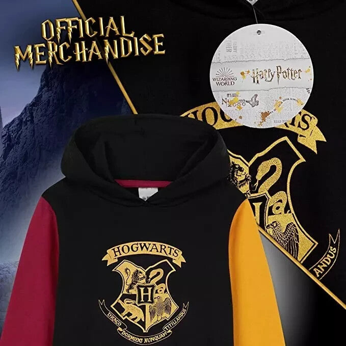 Harry Potter Black Long Hoodie Dress for Girls Age 9-10 Official Merchandise