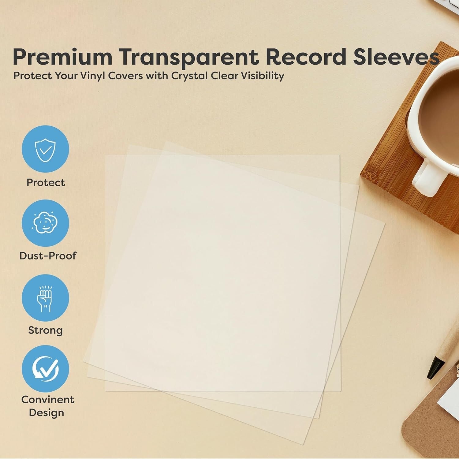 12 inch Record Sleeves Plastic Vinyl LP Single 12" Outer Album Covers 50 100 pcs