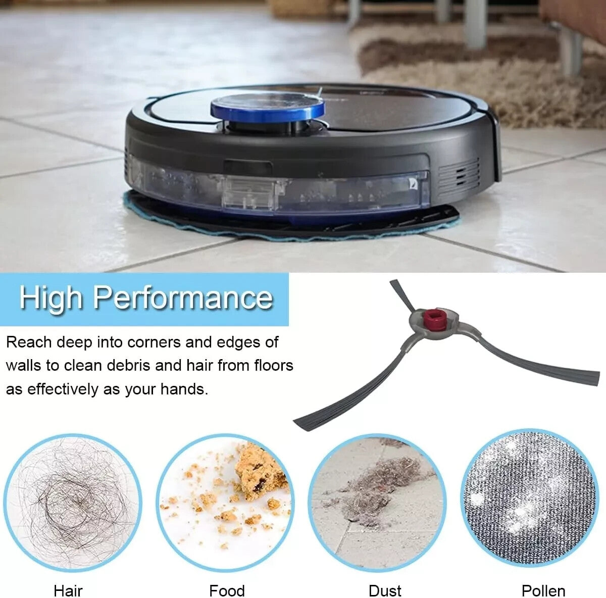 Accessories Kit for Ecovacs DEEBOT OZMO 930 DG36 Robot Vacuum 4 Side Brush + 2 H