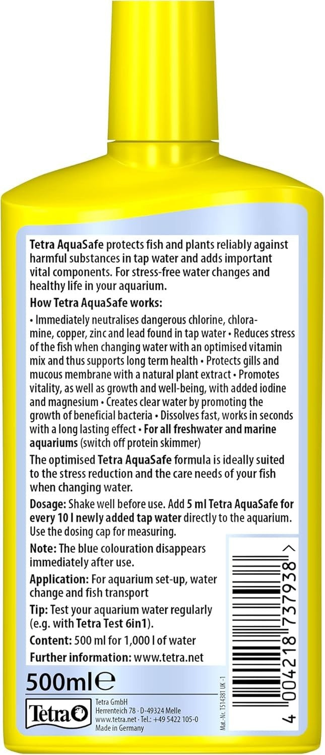 TETRA AQUASAFE FISH TANK TAP SAFE WATER CONDITIONER 250ML