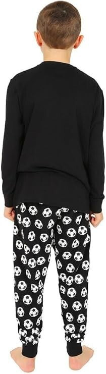 Boys Eat Sleep Football Repeat White Long Pyjamas Gamer Cotton Size 9-10 Year