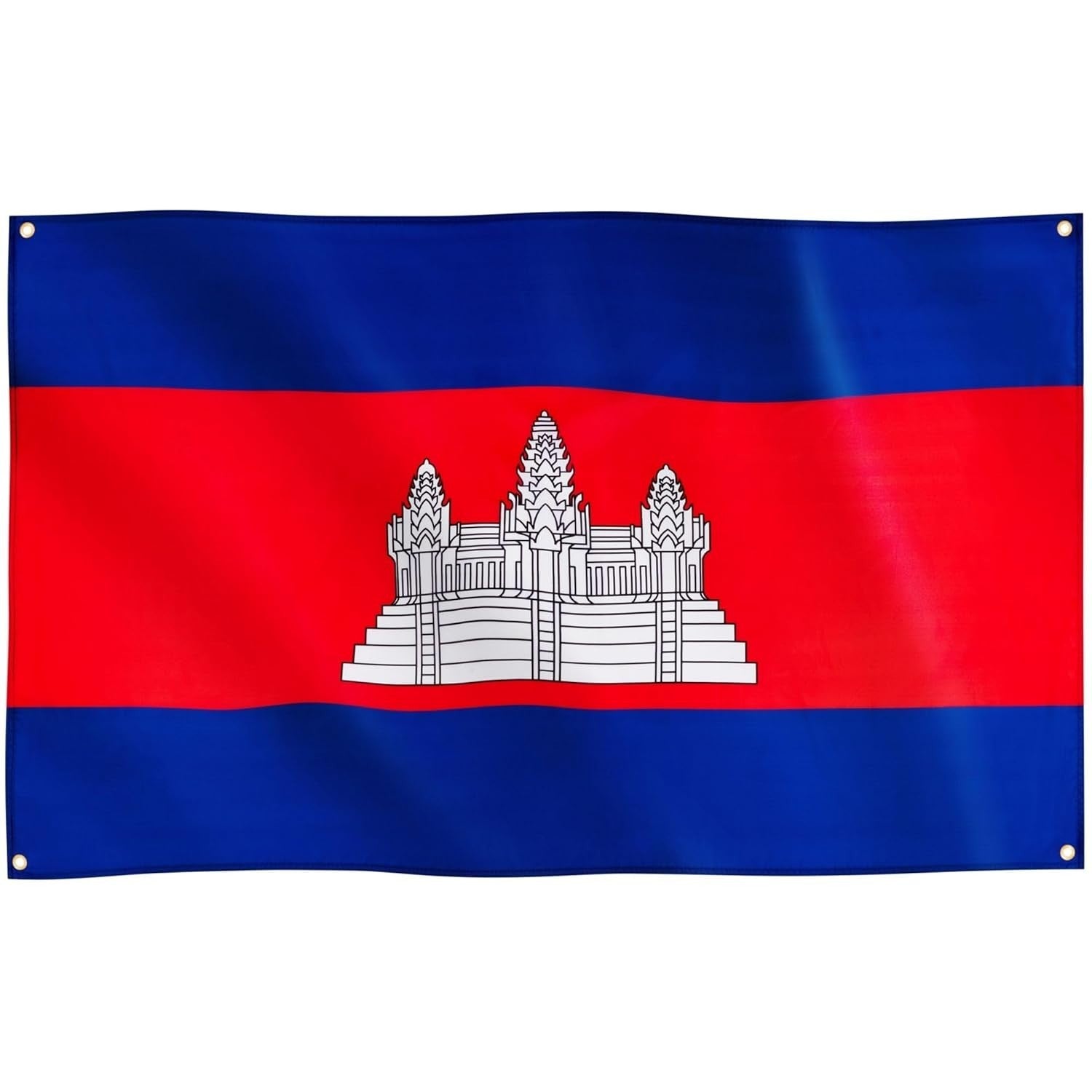 Cambodia Flag Large 5 x 3 FT - 100% Polyester With Eyelets - Asia