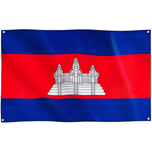 Cambodia Flag Large 5 x 3 FT - 100% Polyester With Eyelets - Asia