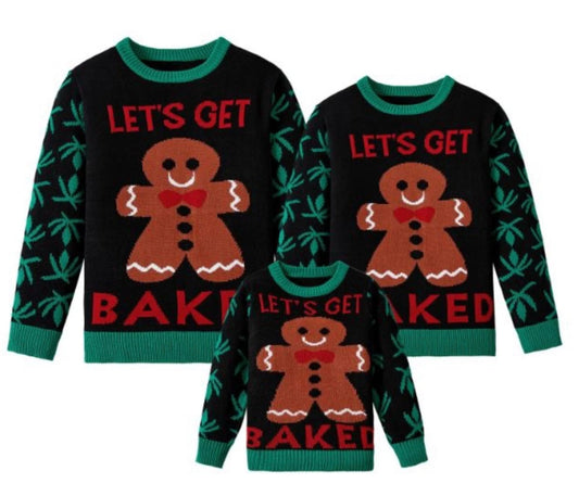 Kids Gingerbread Man Let’s Get Baked ugly christmas jumper /sweater All Sizes