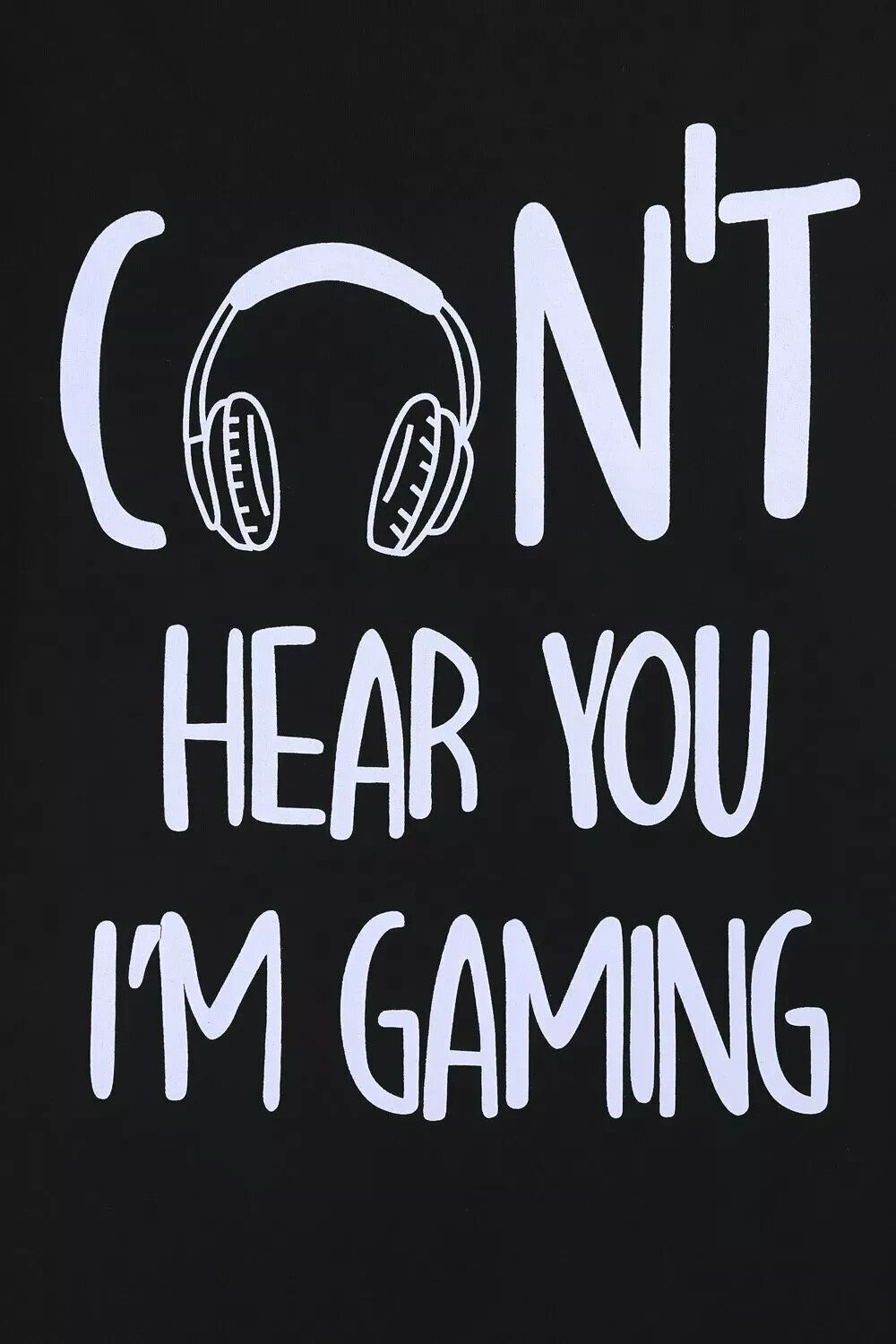 Can't Hear You I'm Gaming Cotton Long Boys Pyjamas  Black and White - Age 12-13