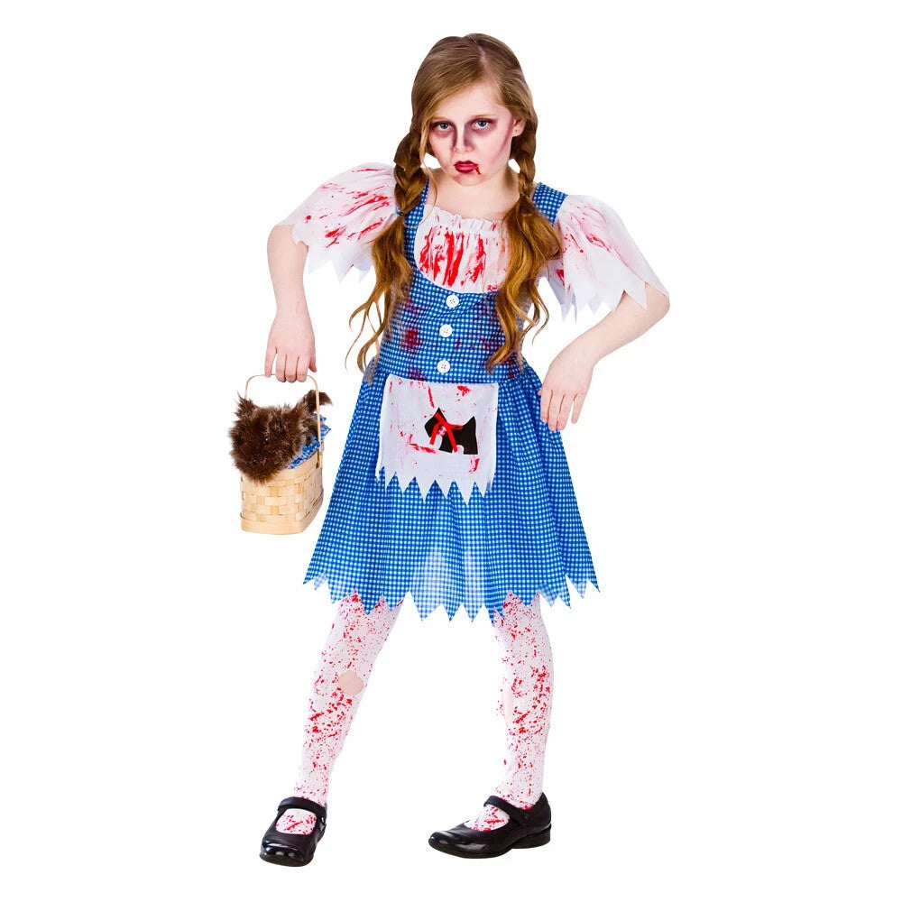 Zombie Country Girl Dead Dorothy Girls Halloween Fancy Dress Costume Age 8-10