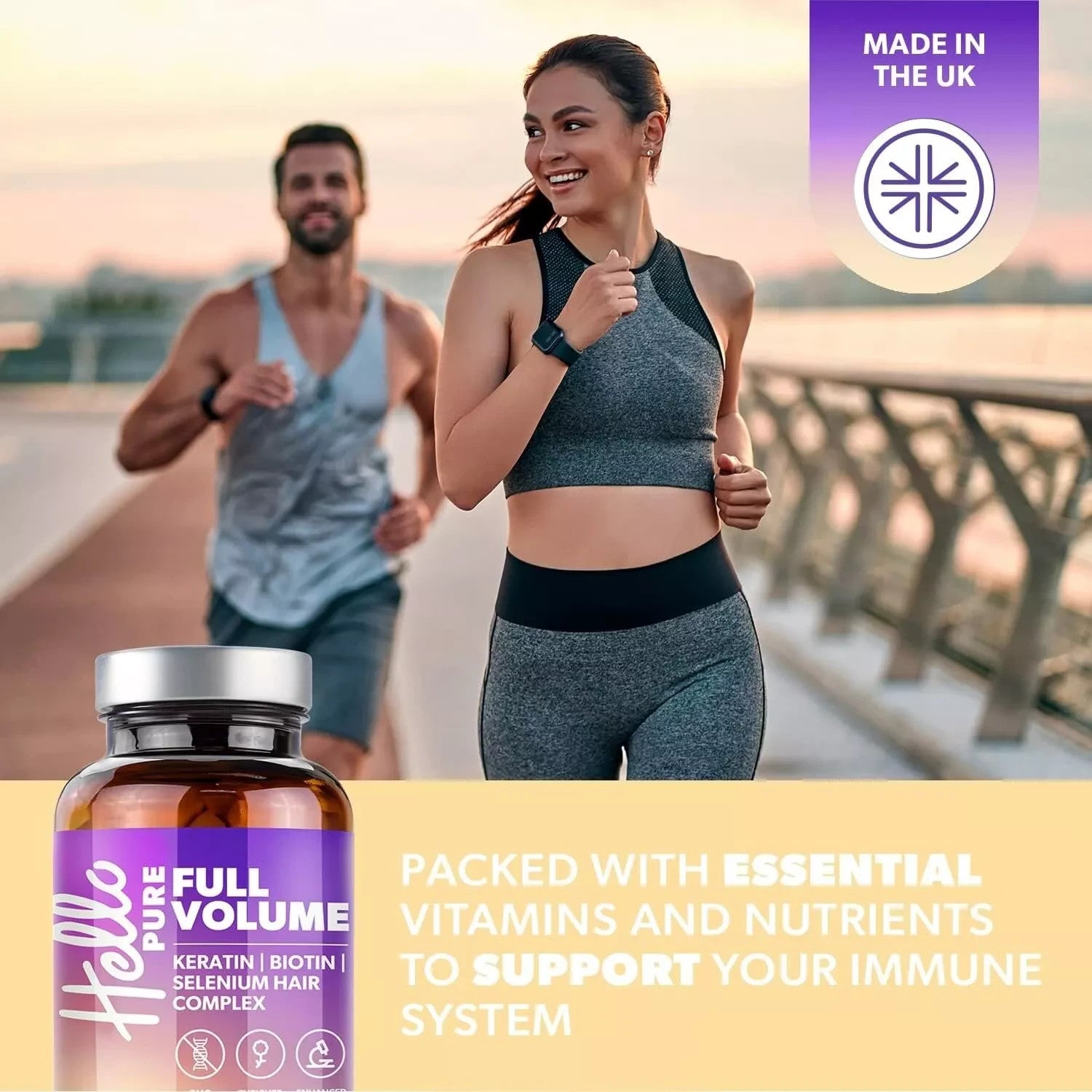 Hello Pure Full Volume Hair Growth Vitamins 60 Biotin B7 Supplement Capsules