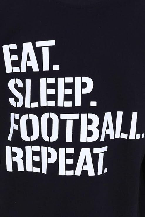 Boys Eat Sleep Football Repeat White Long Pyjamas Gamer Cotton Size 9-10 Year