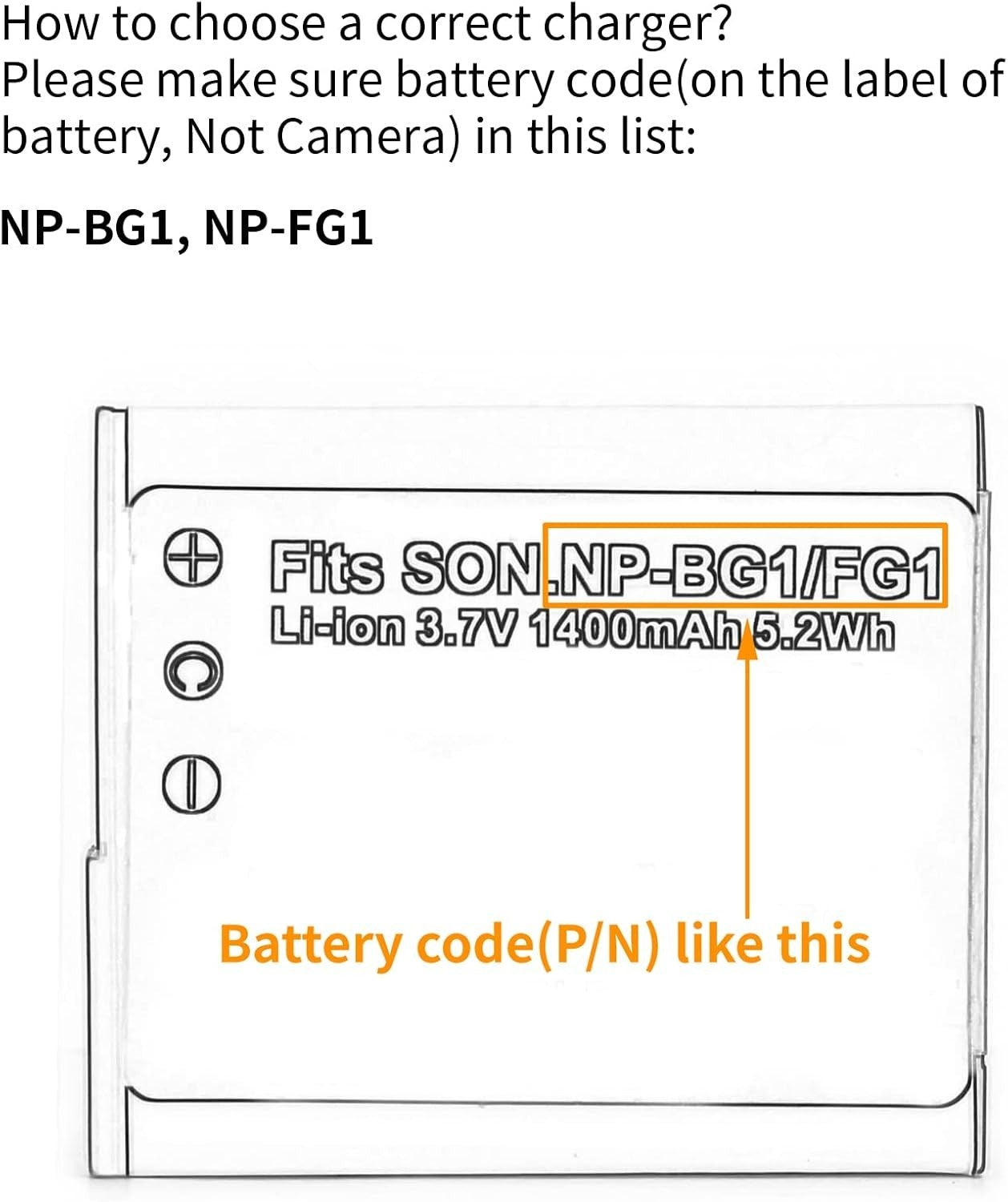 NP-BG1/NP-FG1 Camera Battery Charger FOR SONY DSC-W120 W130 W170 W80 W90 H10 H20