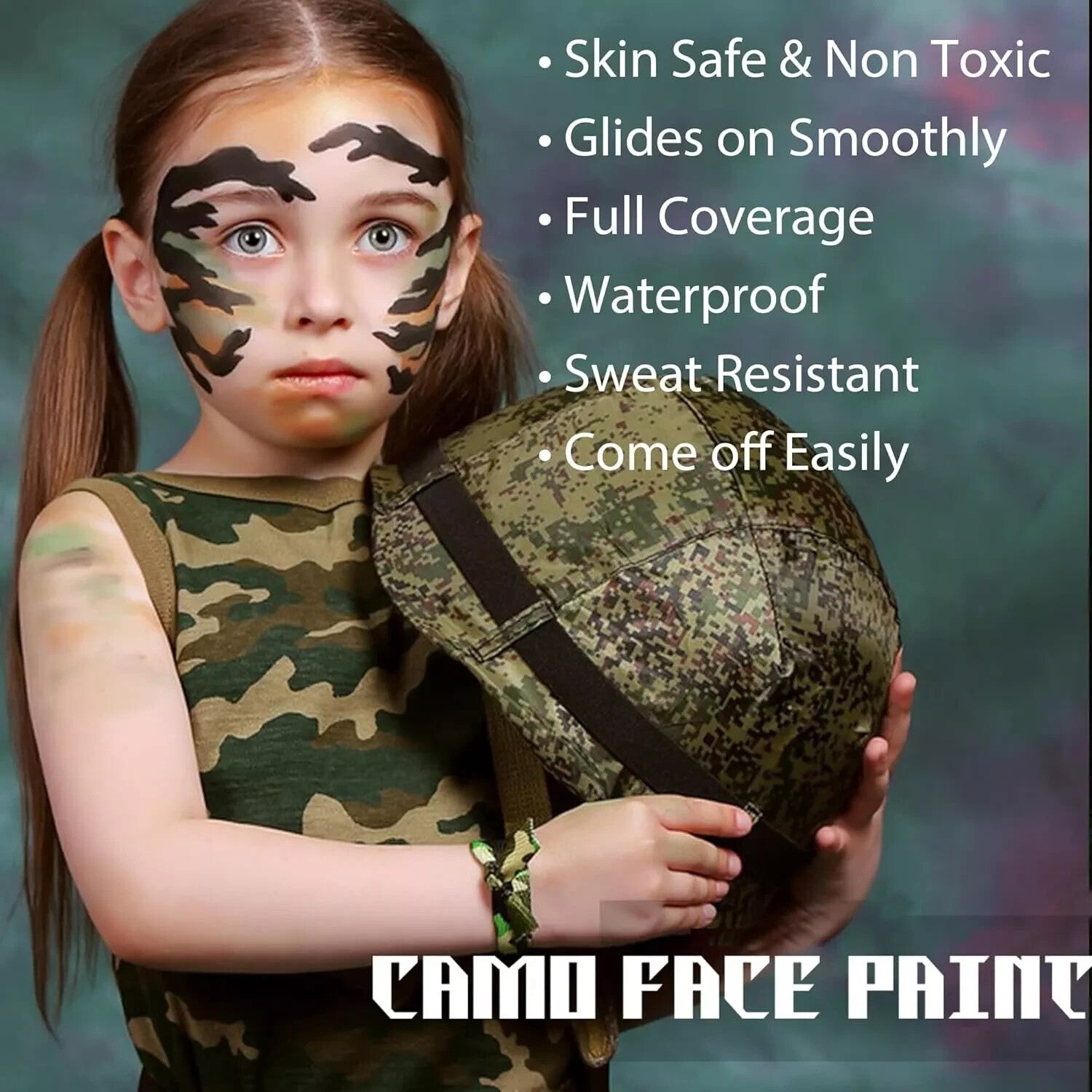 Camo Face Paint Stick Camouflage Kids Soldier Military Army combat Halloween fun
