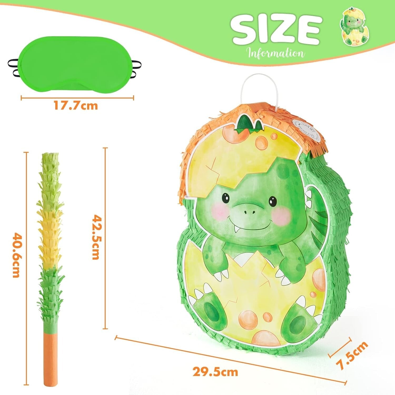 Dinosaur Egg Cardboard Pinata, Stick and Blindfold Set Party
