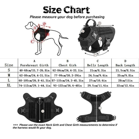 Rabbitgoo Tactical Dog Harness Pet No-pull Strong Adjustable Vest With Handle M