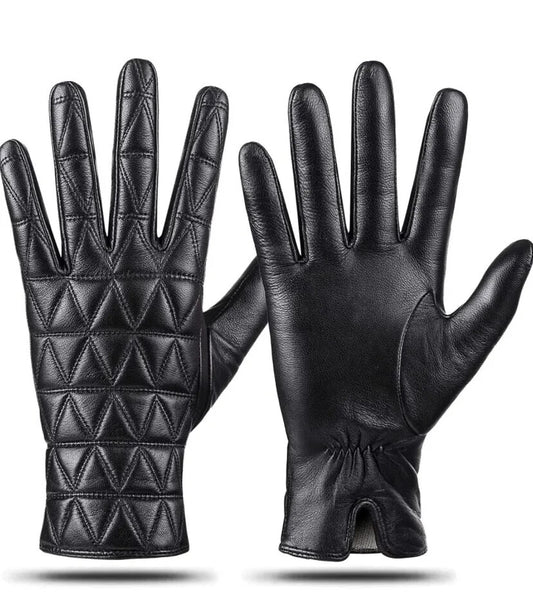 kebesu Ladies Warm Winter Genuine Leather  Cashmere Lined Touch screen Gloves M