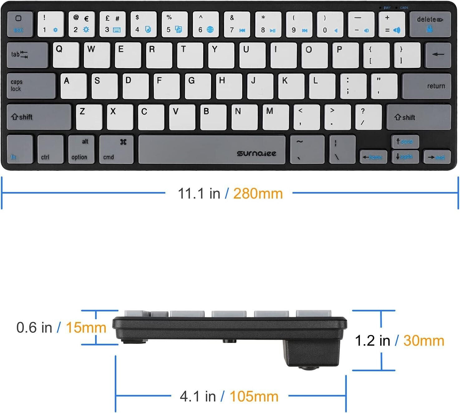 Wireless Bluetooth Keyboard 64-Key Bluetooth 60% Compact Type Portable SurnQiee