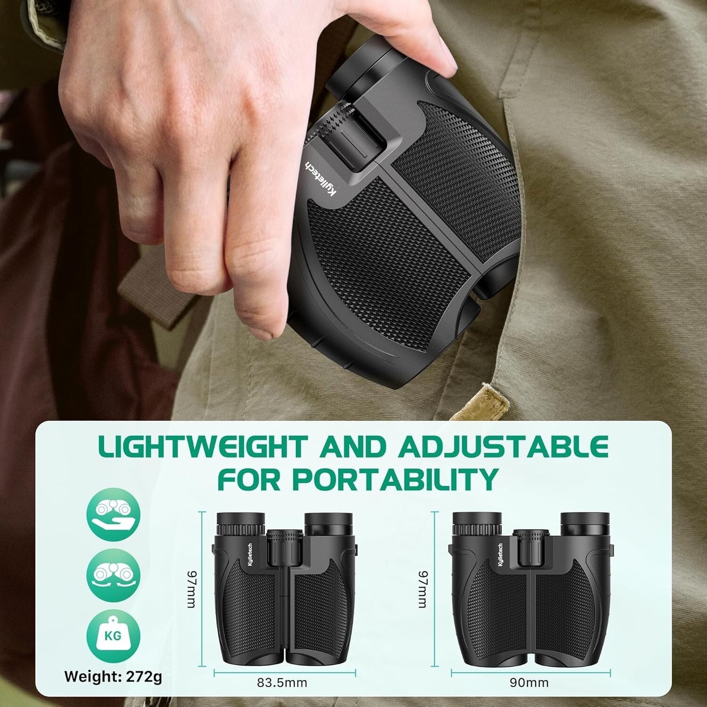 Kylietech Compact Binoculars for Adults Kids, 12x25 Lightweight and waterproof