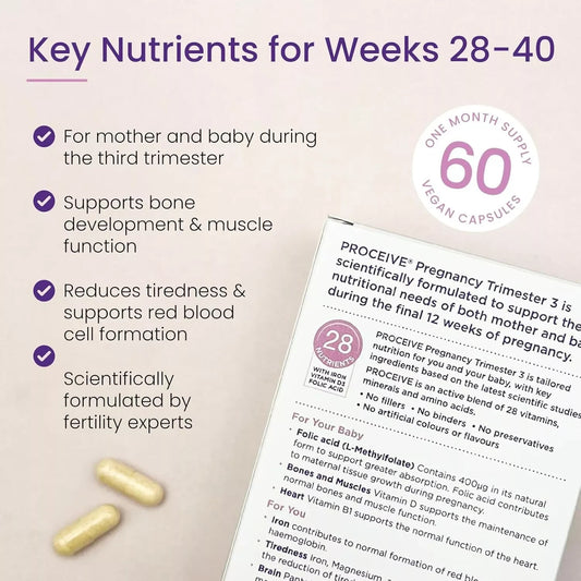 Proceive Pregnancy Trimester 3 28 Wks Vitamin & Mineral Supplement 60 Caps 06/27