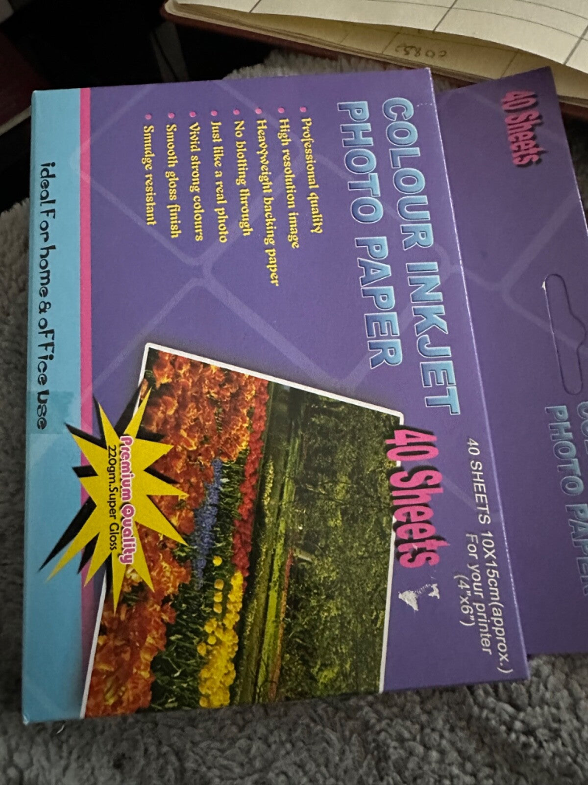 Colour Inkjet Photo Paper Premium Quality Super Gloss 10x15cm 220g/m2 40 Sheets