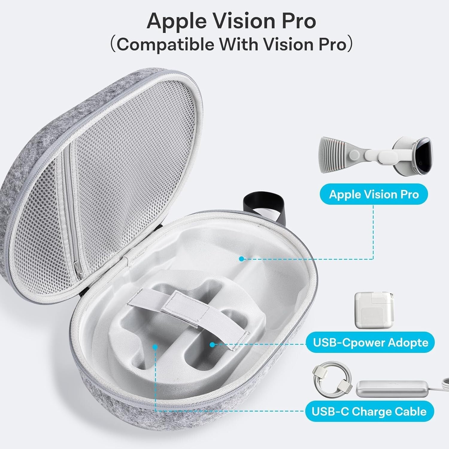 Hard Carrying Case for Apple Vision Pro, Shockproof Travel Bag Portable Storage