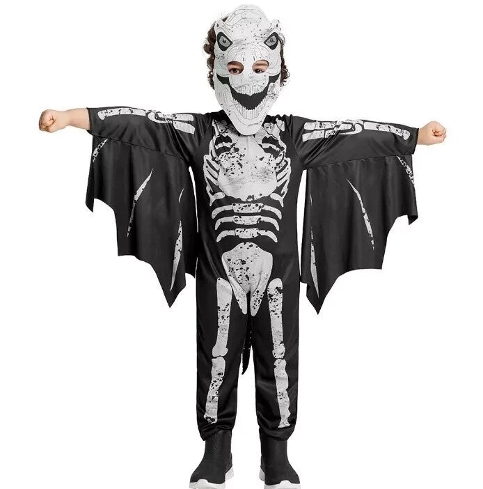 Dinosaur Skeleton Fancy Dress Halloween Costume Boys Girls Kid Age 8-10