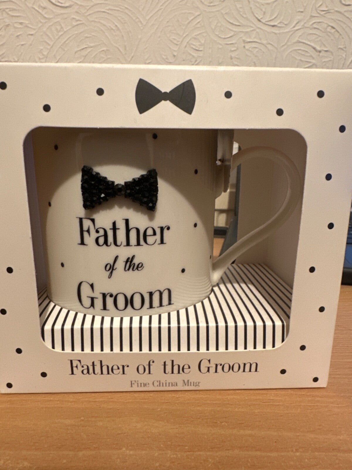 Father Of The Groom Cup Mug Jewel Bow Tie Polka dot Wedding Gift