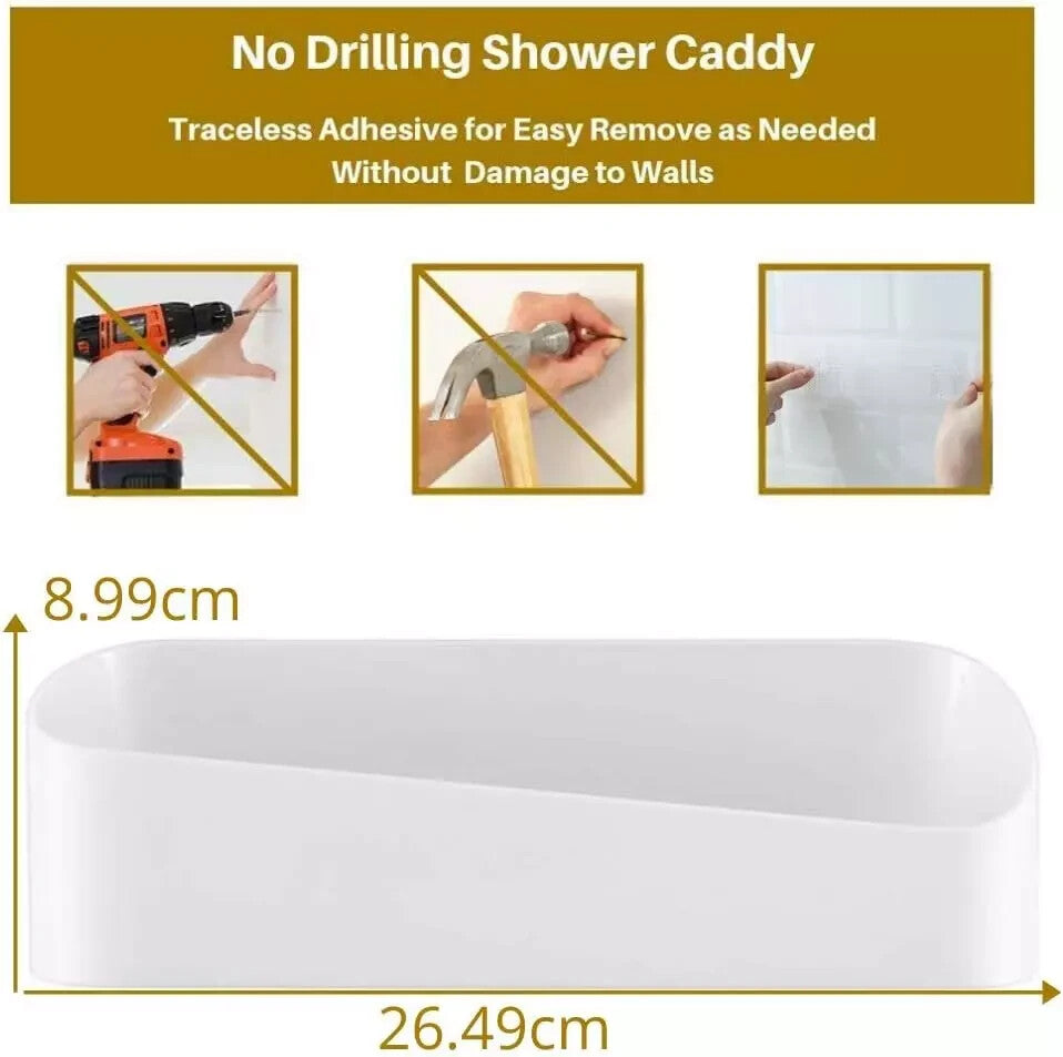 SUNFICON Adhesive Shower Caddy Basket Bathroom Shelf Organiser Wall Mounted Rack