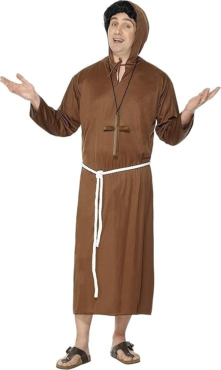 Adult Halloween Mens Monk Cosplay Robe Cloak Capes Friar Medieval Priest Costume