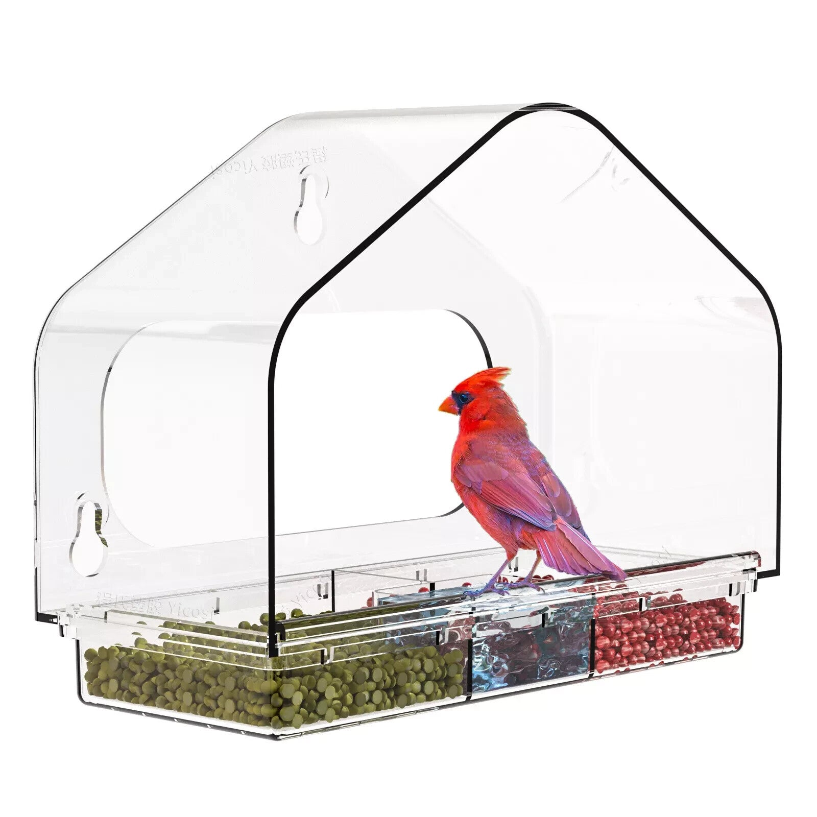 Acrylic Clear Window Bird Feeders 4 Strong Suction Cups and Detachable Seed Tray
