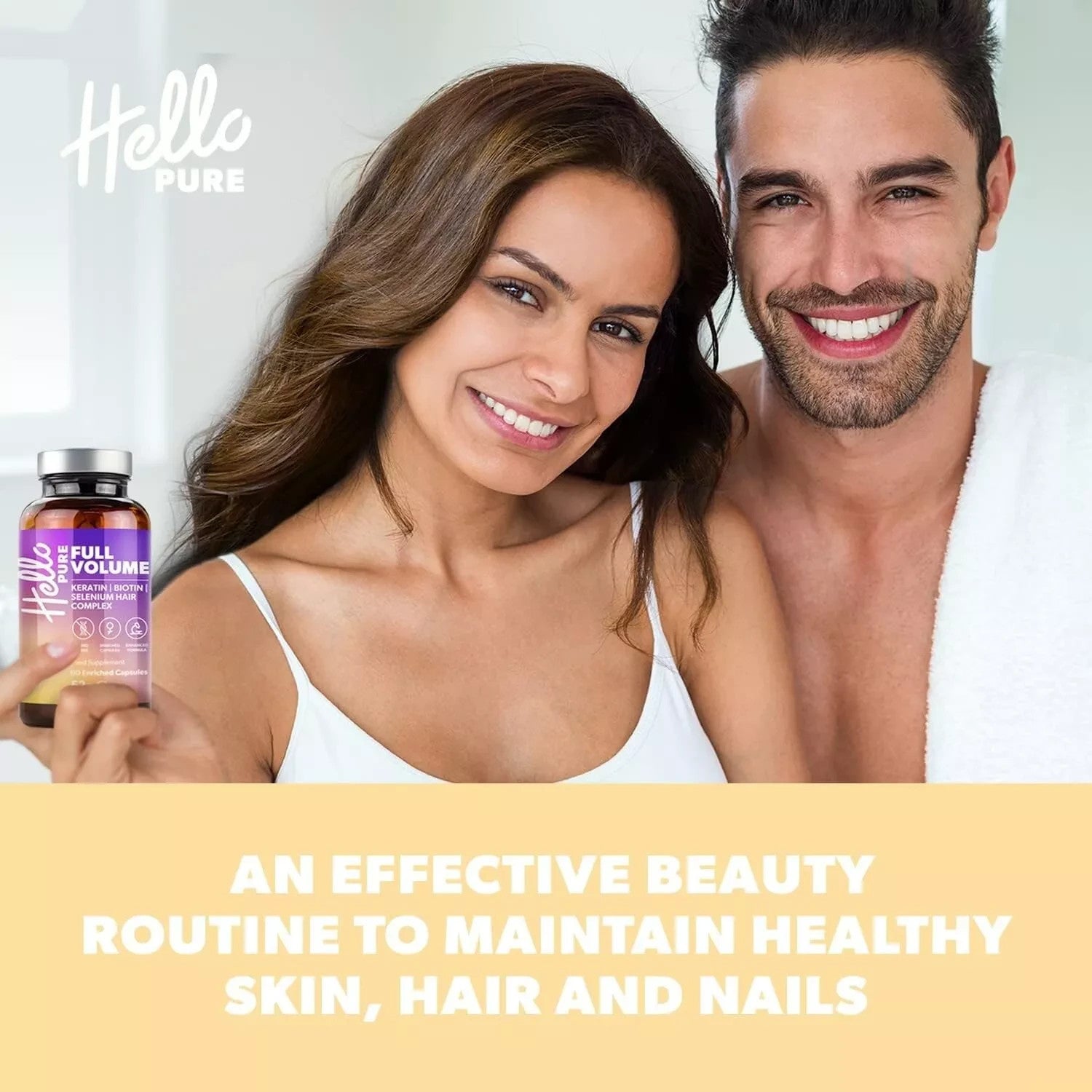 Hello Pure Full Volume Hair Growth Vitamins 60 Biotin B7 Supplement Capsules