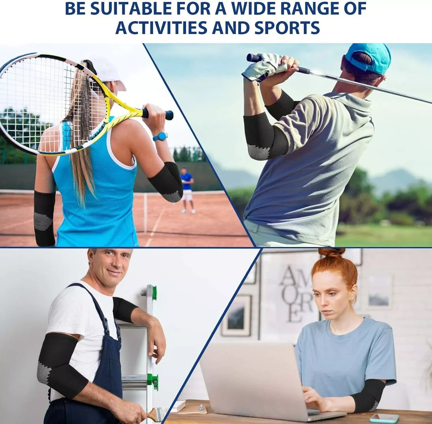 AVIDDA Elbow Support Sleeve for Men Women(Single Sleeve), Antislip Elbow Brace M