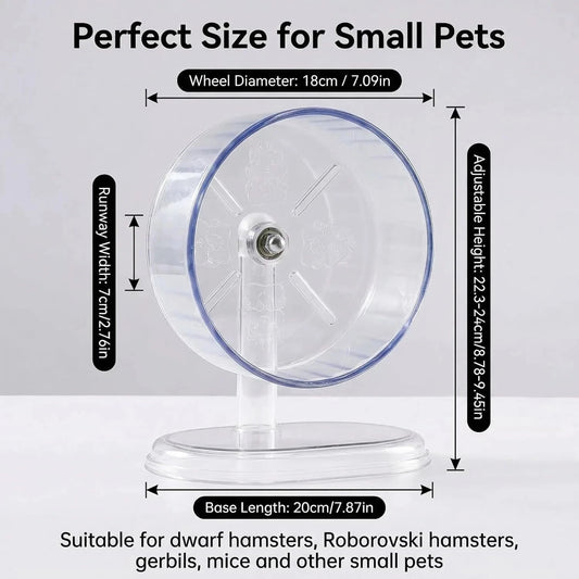 Silent Hamster Exercise Wheel with Adjustable Height Stand 7cm Wide for Dwarf