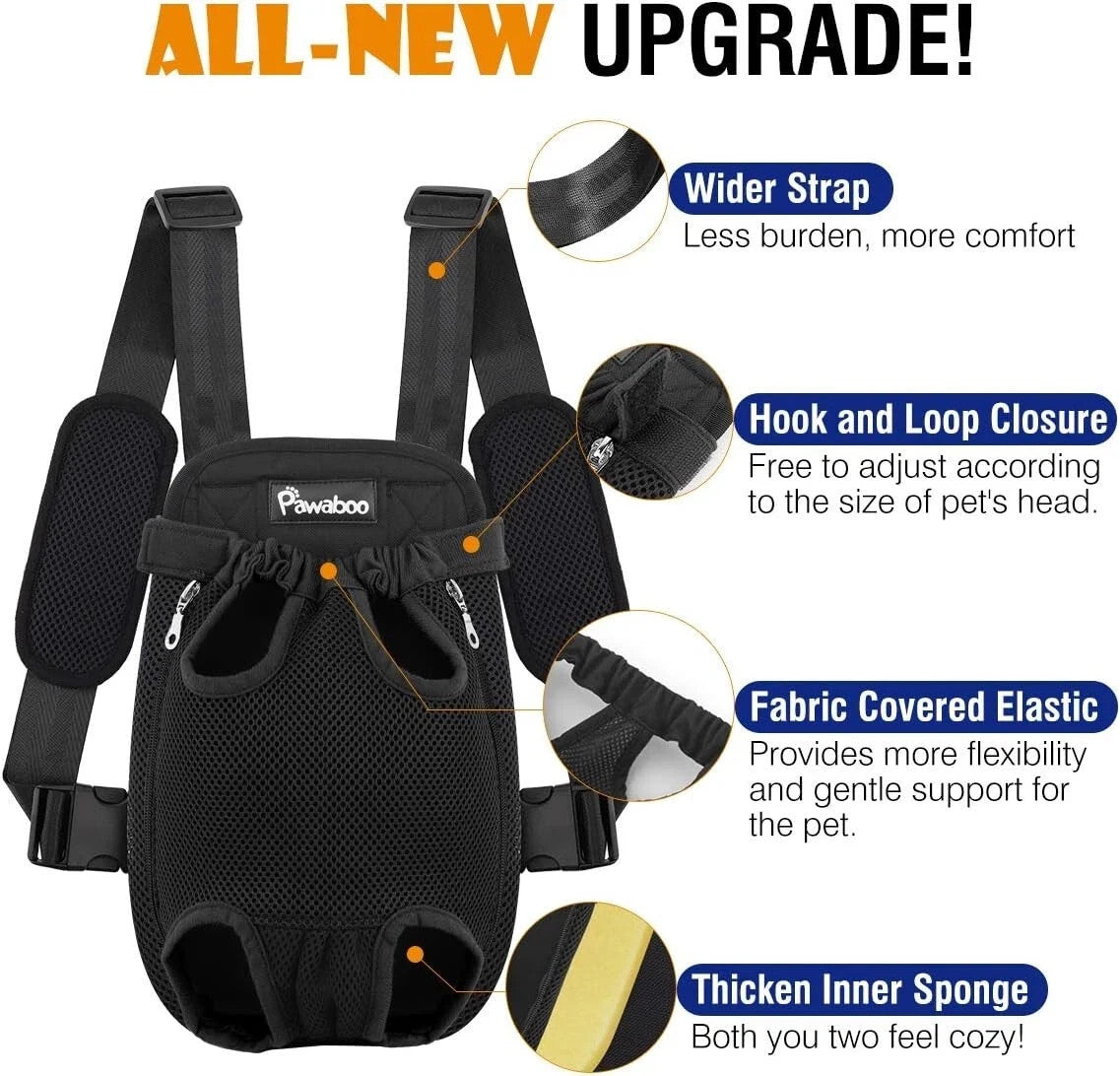 Pawaboo Pet Carrier Backpack, Adjustable Pet Front Cat Dog Carrier Backpack