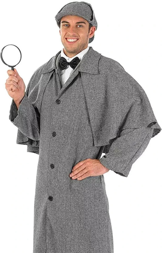 VICTORIAN DETECTIVE COSTUME CAPE HAT WORLD BOOK DAY FANCY DRESS CHARACTER - L