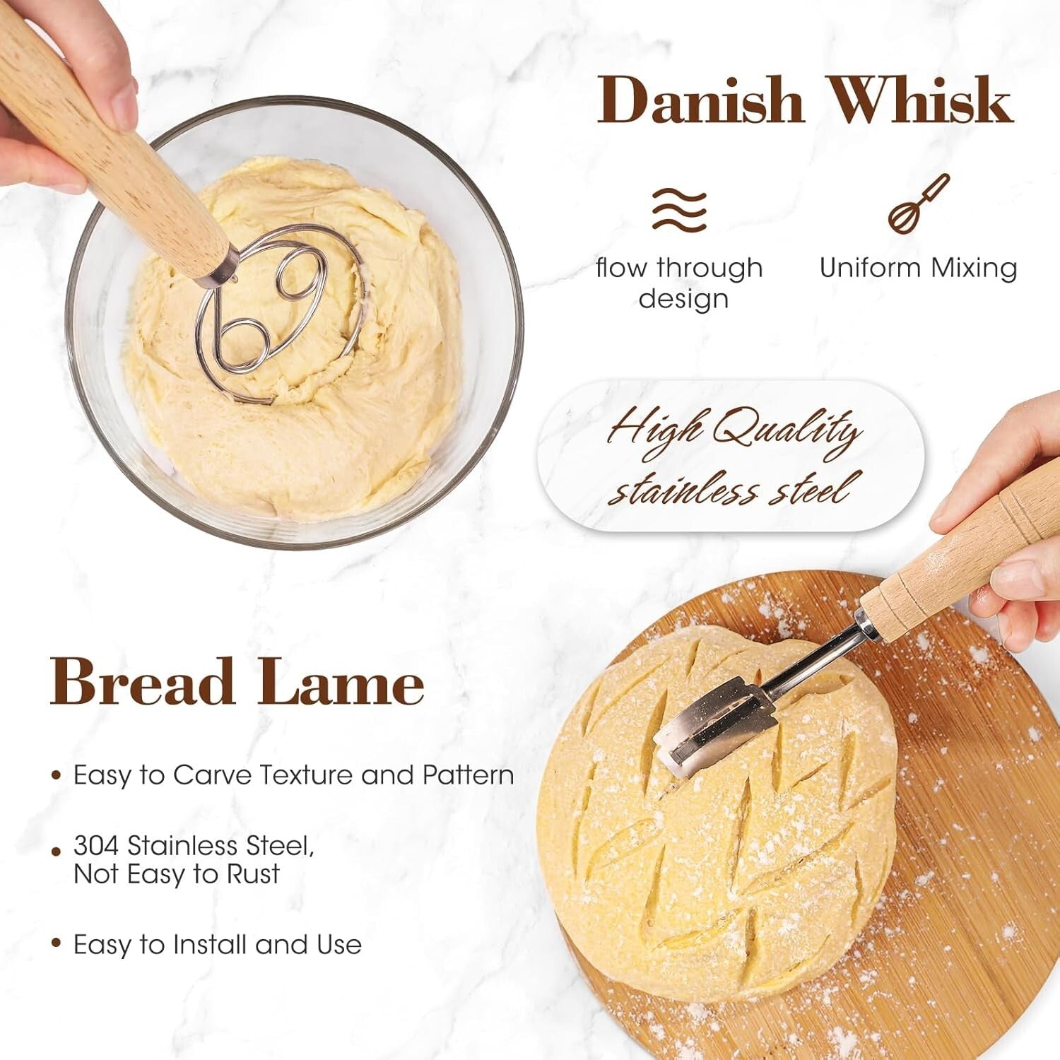 Sourdough Bread  Silicone Proving Basket Starter Kit - Fast Free Delivery