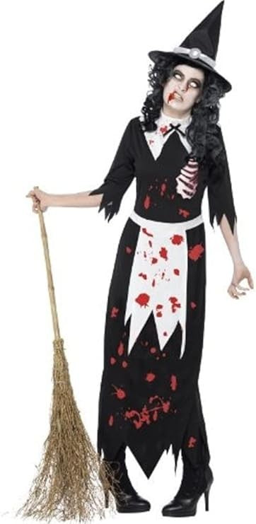 Ladies Zombie Salem Witch Fancy Dress Costume Halloween Size S Uk 8-10