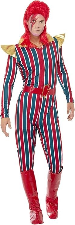 Ziggy Stardust Bowie Jumpsuit Belt Boot Covers Fancy Dress Costume