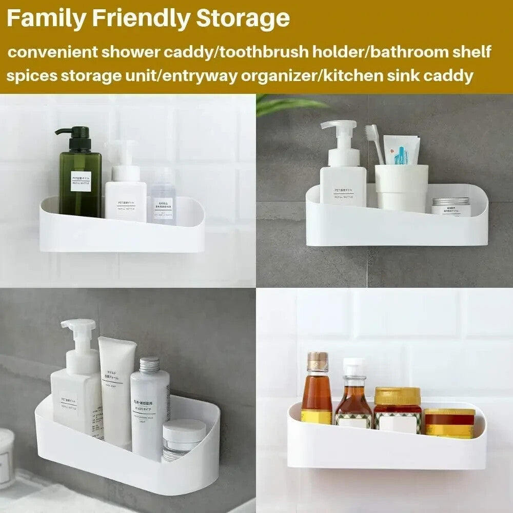 SUNFICON Adhesive Shower Caddy Basket Bathroom Shelf Organiser Wall Mounted Rack