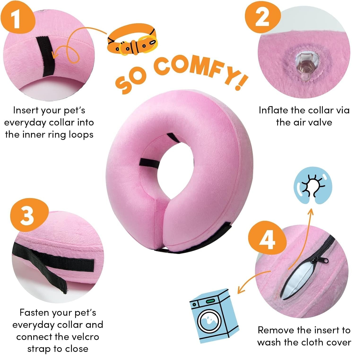 XL Inflatable Dog Cone Elizabethan Dog Doughnut Recovery Collars 4 After Surgery